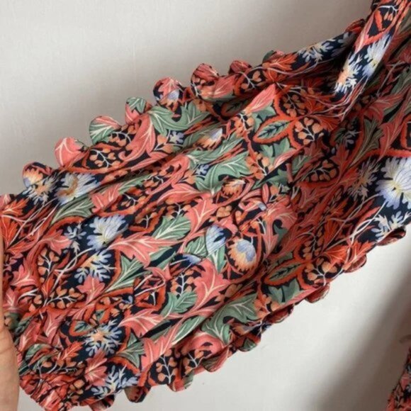 NWT J.Crew x Liberty S Blouse Floral May Nouveau Print Red Pink Tie-Neck - Picture 10 of 13